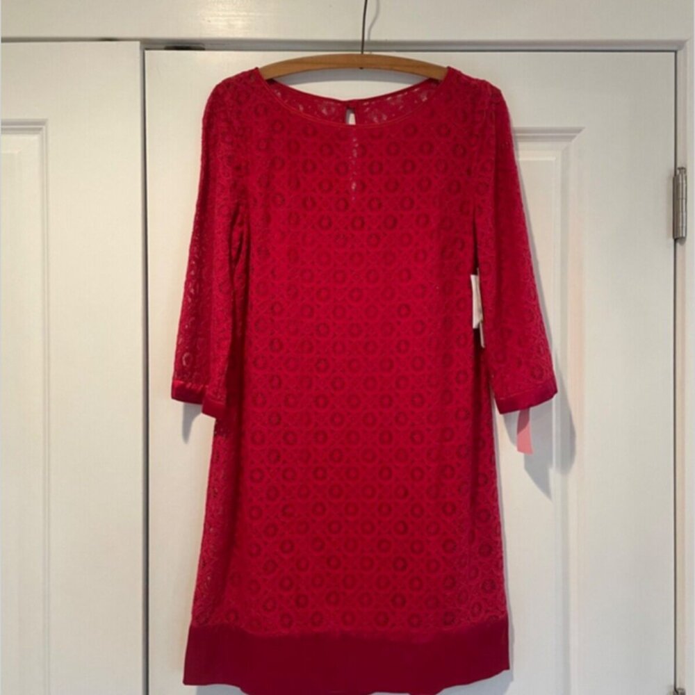 NWT Laundry By Shelli Segal * Lace Overlay Two-Piece Dress * Rouge Red * Size 4